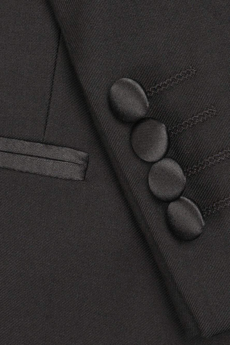 "Milan" Black Tuxedo Jacket Peak 